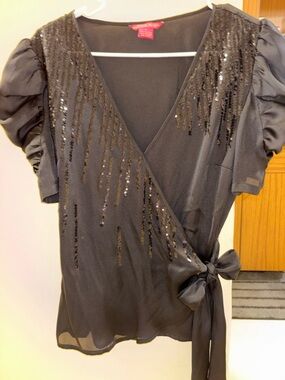 Sunny Leigh Black Sequin Blouse